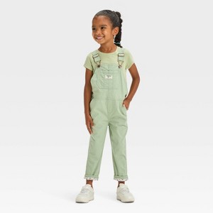 OshKosh B'gosh Toddler Girls' Floral Overalls - Green - 1 of 3