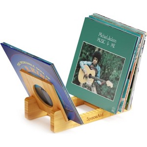 SpaceAid Bamboo Vinyl Record Storage Holder Shelf, Holds Up to 50 Albums, 7 or 12 inch LPs(Natural) - 1 of 1