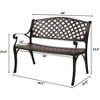 Outdoor Garden Bench, Metal Frame Patio Bench with Armrests for Lawn, Yard, or Porch - 3 of 4
