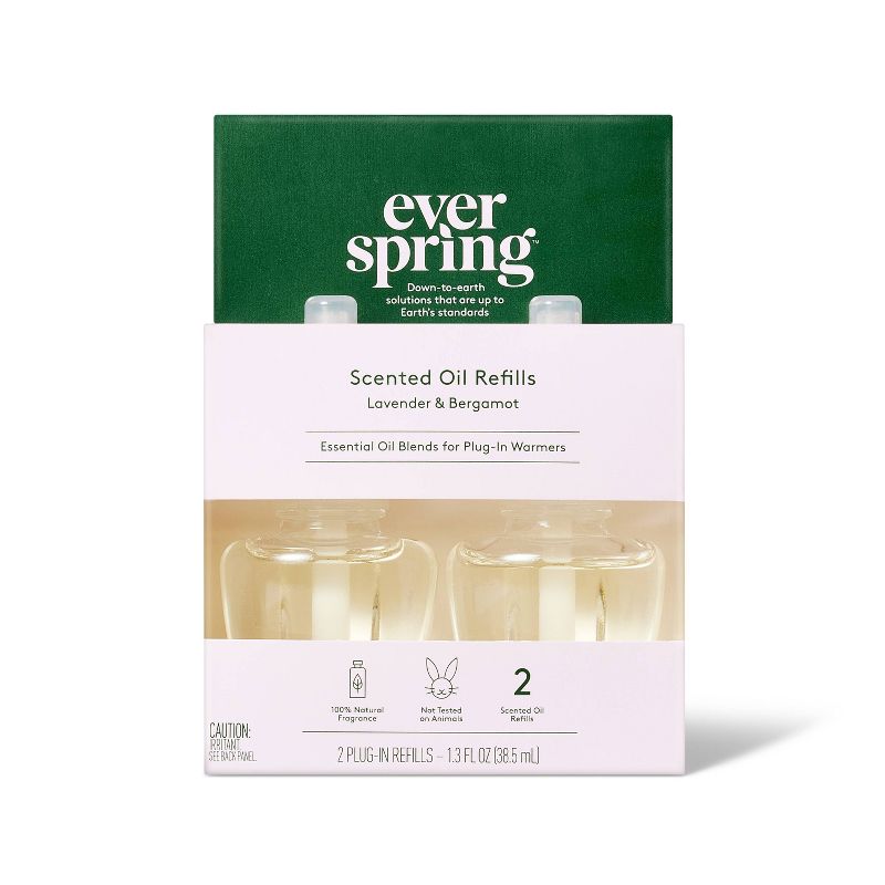 Scented Oil Refill Air Freshener - Lavender &#38; Bergamot - 1.3 fl oz/2pk - Everspring&#8482;, 1 of 5