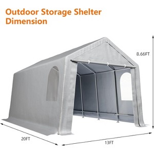 Carport Portable Storage Shed Storage Shelter, Roll-Up Zipper Doors, All-Season Protective Car Tent Tarp, Sturdy Metal Frame, Waterproof Carport - 1 of 4