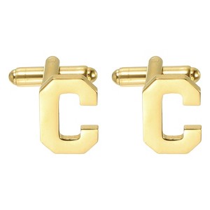 Unique Bargains Men Weddings Gift Classic Alphabet Cuff Links with Box 2 Pcs - 1 of 3