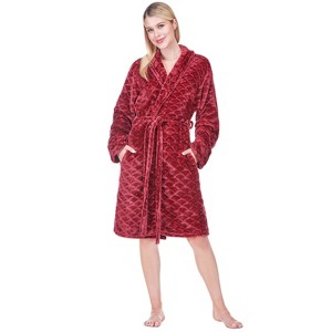PAVILIA Short Robes for Women, Plush Soft Bathrobe Womens Lightweight, Fluffy Fuzzy Robe Knee Length, Shower Spa - 1 of 4