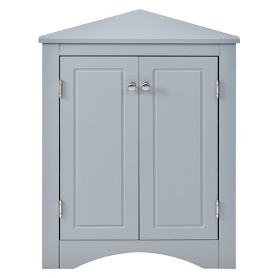 Corner Storage Cabinet with Adjustable Shelves, Freestanding Floor Bathroom Cabinet, Farmhouse Corner Cabinets, Space-Saving Home Furniture, Blue