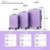 Suitcase Set 3 Piece for Women ,Hardshell Suitcase Set with Wheels Carry On Checked Luggage Vintage Travel Luggage set Lavender Purple - 4 of 4