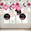 Big Dot of Happiness Chic 40th Birthday - Pink, Black and Gold - Birthday Party Hanging Decor - Party Decoration Swirls - Set of 40 - 3 of 4