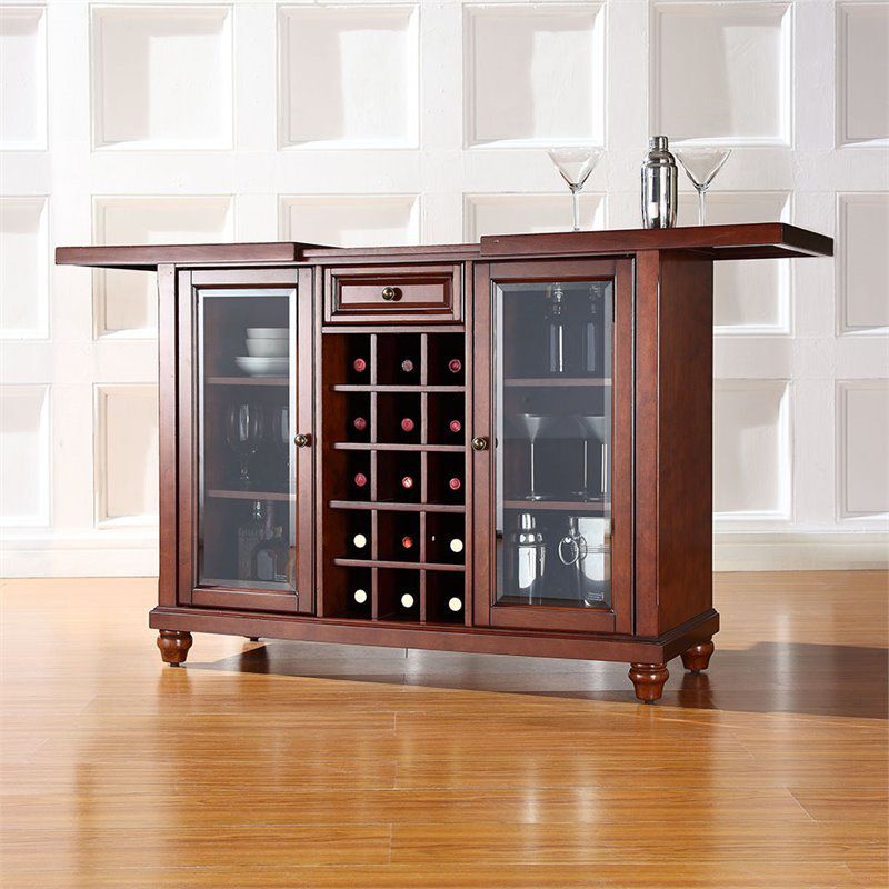 Wood Sliding Top Home Bar Cabinet in Vintage Mahogany Brown-Pemberly Row, 5 of 11