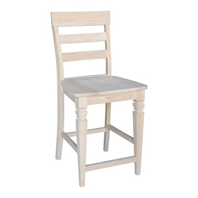 24" Unfinished Solid Wood Ladder-Back Counter Stool