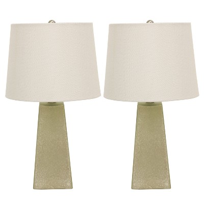 14" x 4" Set of 2 Morning Dew Mercury Glass Accent Table Lamps Green - Decor Therapy