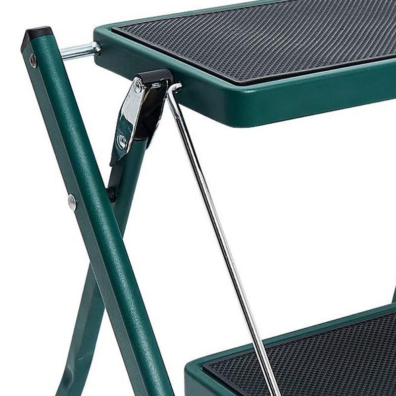 Delxo Portable Collapsible Lightweight Alloy Steel 2 Step Stool Step Ladder with Non-Slip Wide Pedestal and Locking Mechanism, Green, 5 of 8
