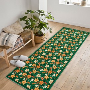 Floral Washable Rugs Kitchen Runners for Hallway Laundry Contemporary Flower Girls Bedroom Rug Non Slip Kids Playroom Carpet - 1 of 4