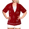 LA LEELA Womens Summer's Casual Hawaiian Short Sleeve Blouse Shirt Solid Button Up Dress Tops Tee Shirts Blouses for Women M Plus-Size Ruby, Bell - 3 of 4