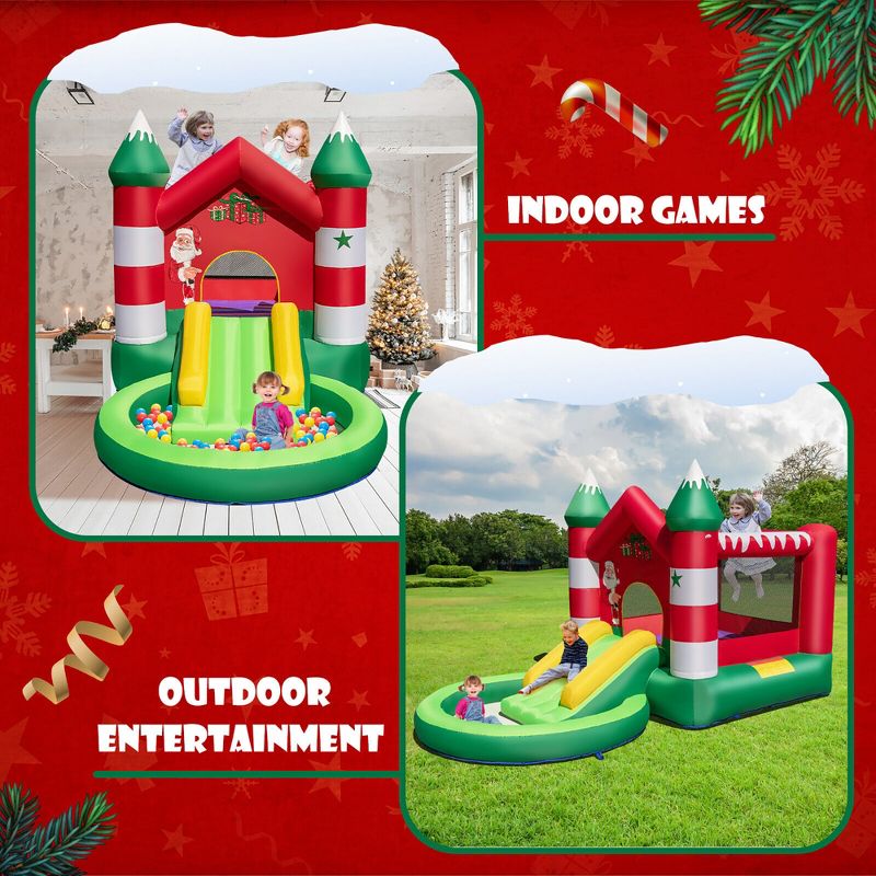 Costway Inflatable Bounce House w/ Blower Kids Christmas w/ Slide & Trampoline & Ball Pool, 5 of 11