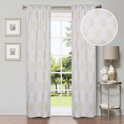 Scrolling Ribbon Trellis Room Darkening Semi-Blackout Curtains, Set of 2 by Blue Nile Mills