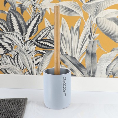 Evideco French Home Goods Stylish Toilet Brush and Holder Set with Natural Bamboo handle