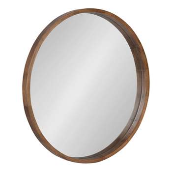 36" Hutton Round Wall Mirror Rustic Brown - Kate & Laurel All Things Decor