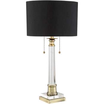 Rolland Traditional Table Lamp 30 Tall Antique Brass Crystal Column Off  White Tapered Drum Shade Decor for Living Room Bedroom House Bedside  Nightstand Home Office Entryway - Vienna Full Spectrum : 