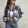 Clearlove Vintage Inspired Open Front Plaid Shirt Jacket for Women Classic Style Long Sleeve Overshirt - 2 of 3