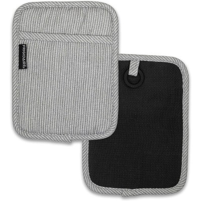 Home Mart Goods Light Grey Heat Resistant Thick Soft Quilted Lining Kitchen Oven Pot Holders With Neoprene and Cotton Non-slip - 2 Pack