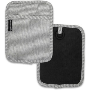 Home Mart Goods Light Grey Heat Resistant Thick Soft Quilted Lining Kitchen Oven Pot Holders With Neoprene and Cotton Non-slip - 2 Pack - 1 of 1