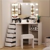 Vanity Desk with Mirror and Lights, Corner Makeup Vanity Desk, Large Dressing Tables with Charging - 2 of 4