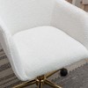 Modern Velvet Fabric Material Adjustable Height 360 Revolving Home Office Chair With Gold Metal Legs And Universal Wheels For Indoor,Yellow - 2 of 4