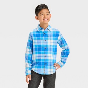 Boys' Long Sleeve Flannel Button-Down Shirt - Cat & Jack™ - 1 of 3