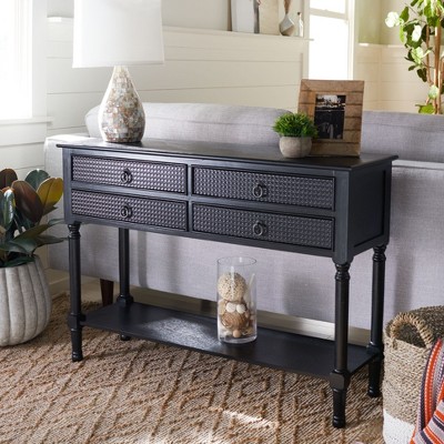 Black Wood and Metal Console Table with Storage