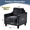 PexFix Velvet Upholstered Single Sofa Chair Sectional Couches Mordern Accent Armchair with Wooden Legs for Living Room Bedroom Office Black - 2 of 4