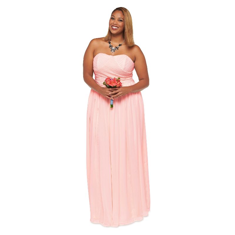 Women's Plus-Size Chiffon Strapless Maxi Bridesmaid Dress Porcelain Pink 22W - TEVOLIO&#153, 5 of 9