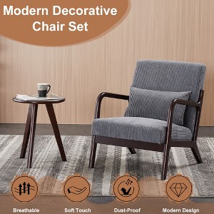 Racxily Modern Accent Chair&Coffee Table Set,Vintage Luxury Style, Leisure Chair(Dark Gray)& coffee table (Walnut-Tone), for living rooms and bedroom - 1 of 4