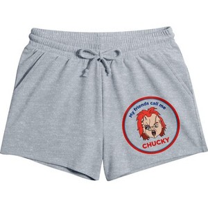 Chucky My Friends Call Me Chucky Women’s Gray Heather Lounge Shorts - 1 of 2