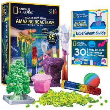 NATIONAL GEOGRAPHIC Amazing Chemistry Set - Mega Chemistry Kit with Over 15 Science Experiments, Make Glowing Worms, a Crystal Tree, Fizzy Solutions, and More