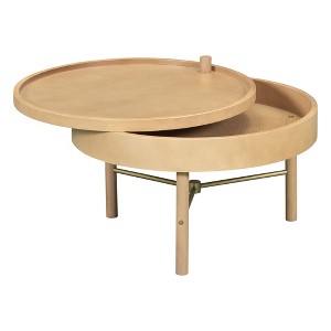 NicBex 24 Inch Round Wood Rotating Tray Coffee Table with Storage for Living Room,Bedroom - 1 of 4