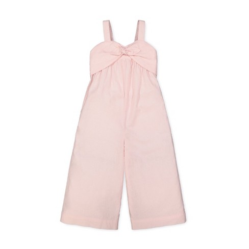 Hope & Henry Girls' Bow Front Wide Leg Jumpsuit (pale Pink Linen, 5 ...