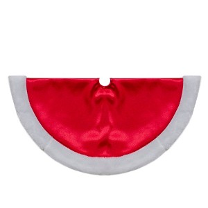 Northlight 20-Inch Red Satin Mini Christmas Tree Skirt With a White Faux Fur Trim - 1 of 3