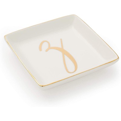 Juvale Letter Z Ceramic Trinket Tray, Monogram Initials Jewelry Dish for Ring (4 Inches)