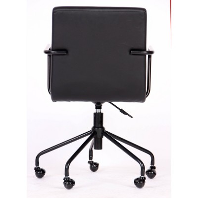 Logan Black Faux Leather Swivel Desk Chair with Metal Base