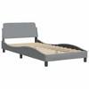 vidaXL Bed Frame with Headboard Light Gray 39.4 in.x74.8 in. Twin Fabric - 2 of 4