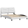 vidaXL White Faux Leather Full-Sized Bed Frame with Headboard - Modern Bedroom Furniture Designed for 53.9"x74.8" Mattresses - 2 of 4