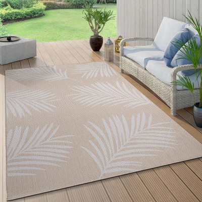 Natural Floral Palm Leaves Flat Weave Indoor/Outdoor Rug 5' x 7'