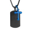 Steeltime 24" two tone black and blue ip stainless steel cross/dog tag pendant - 2 of 4