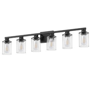 DORESshop 6-Head Black Powder-Coated Vanity Light, Traditional Design with Metal and Glass, E26 Sockets - 1 of 4