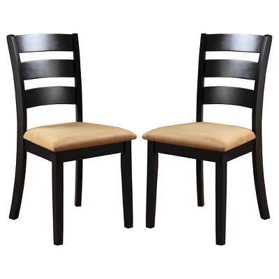 Inspire Q Set of 2 Kensington Ladder Back Chair Wood/Black : Microfiber Upholstery, Rubberwood Frame, 250lb Capacity