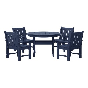 WestinTrends Malibu 5-Piece HDPE Outdoor Patio Chair and Round Table Dining Set - 1 of 4