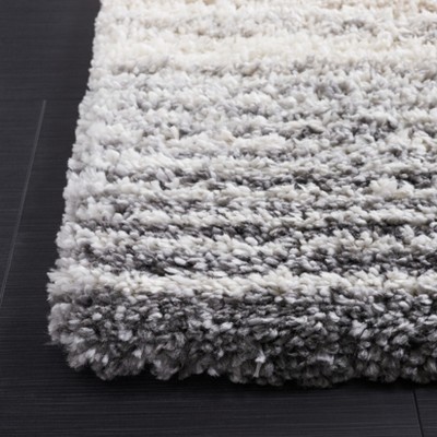 Fontana Ivory and Gray Shag 4' x 6' Synthetic Area Rug