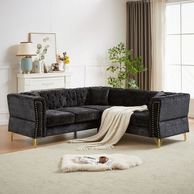 81"Chenille 5 Seater Couch,Corner Sofa,5 Seater L-Shape Sofa,L Shaped Sectional Couch With Cushion For Living Room,Bedroom,Apartment,Office-Cuddlewood