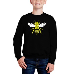 LA Pop Art Bee Kind - Boy's Word Art Crewneck Sweatshirt - 1 of 3