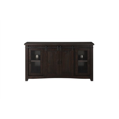 Espresso Pine Wood 65" TV Stand with Mesh Doors