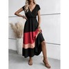 Wikineon Women's Color Block Maxi Dresses V Neck Sleeveless Tiered Casual Dresses Loose Sundress - 4 of 4